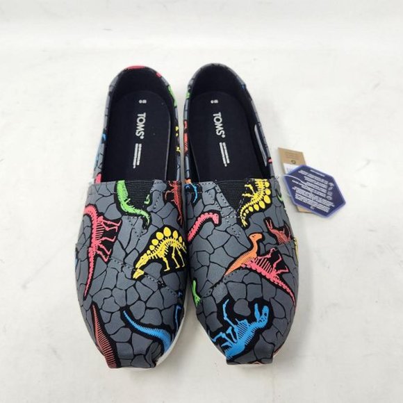 New women's dinosaurs Toms glow in the dark neon multi dino dig alpargata shoes - Picture 4 of 8